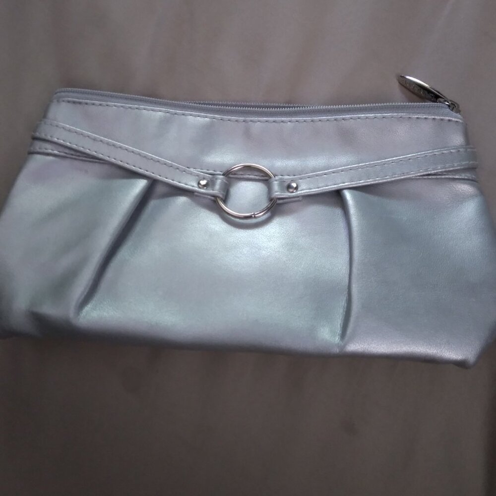 Silver hand held purse made for/by Lancome